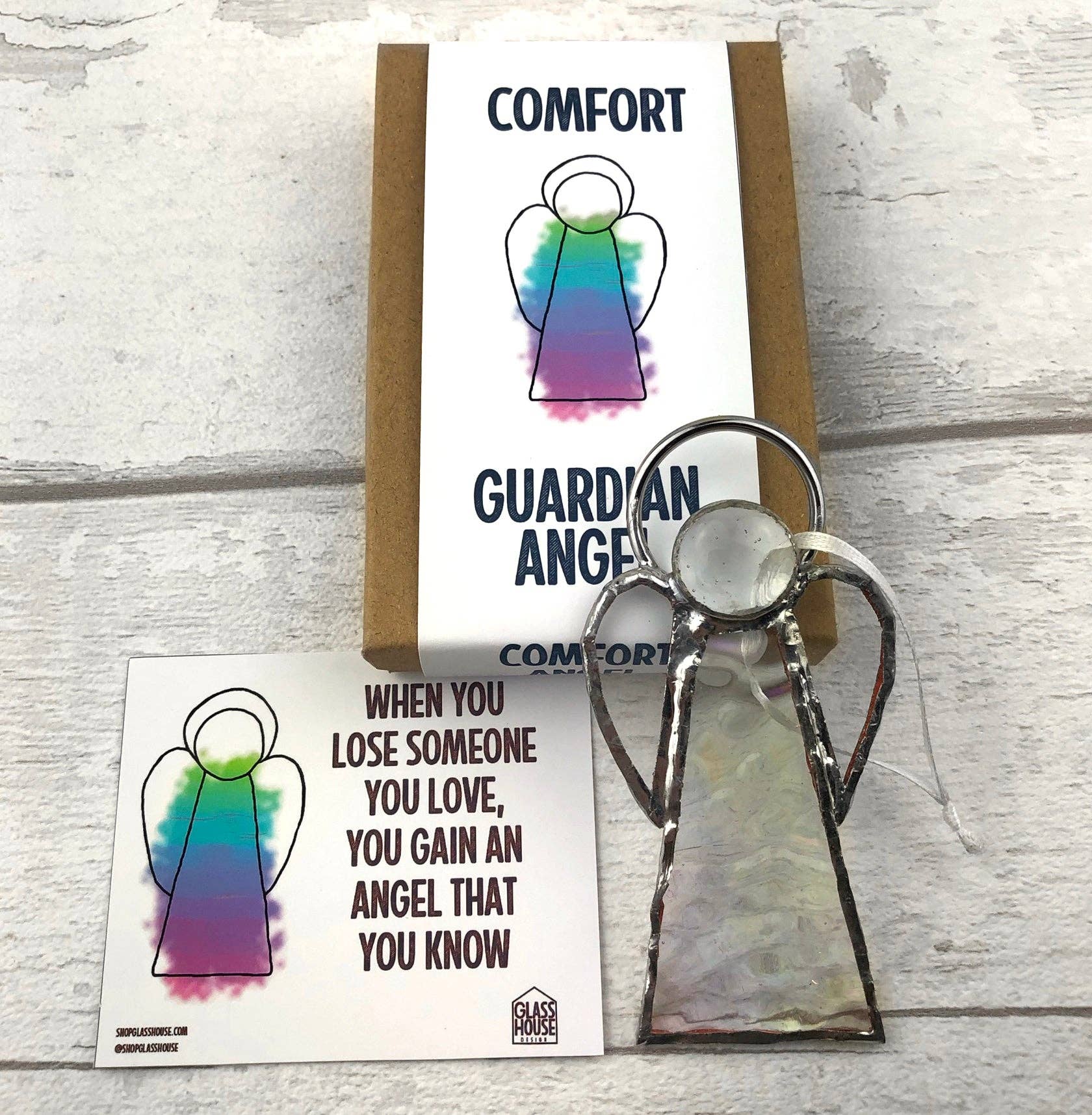 GlassHouse Design – Großhandel Sonnenfänger – Comfort Angel — Geschenk für Trauerfall in Buntglas3