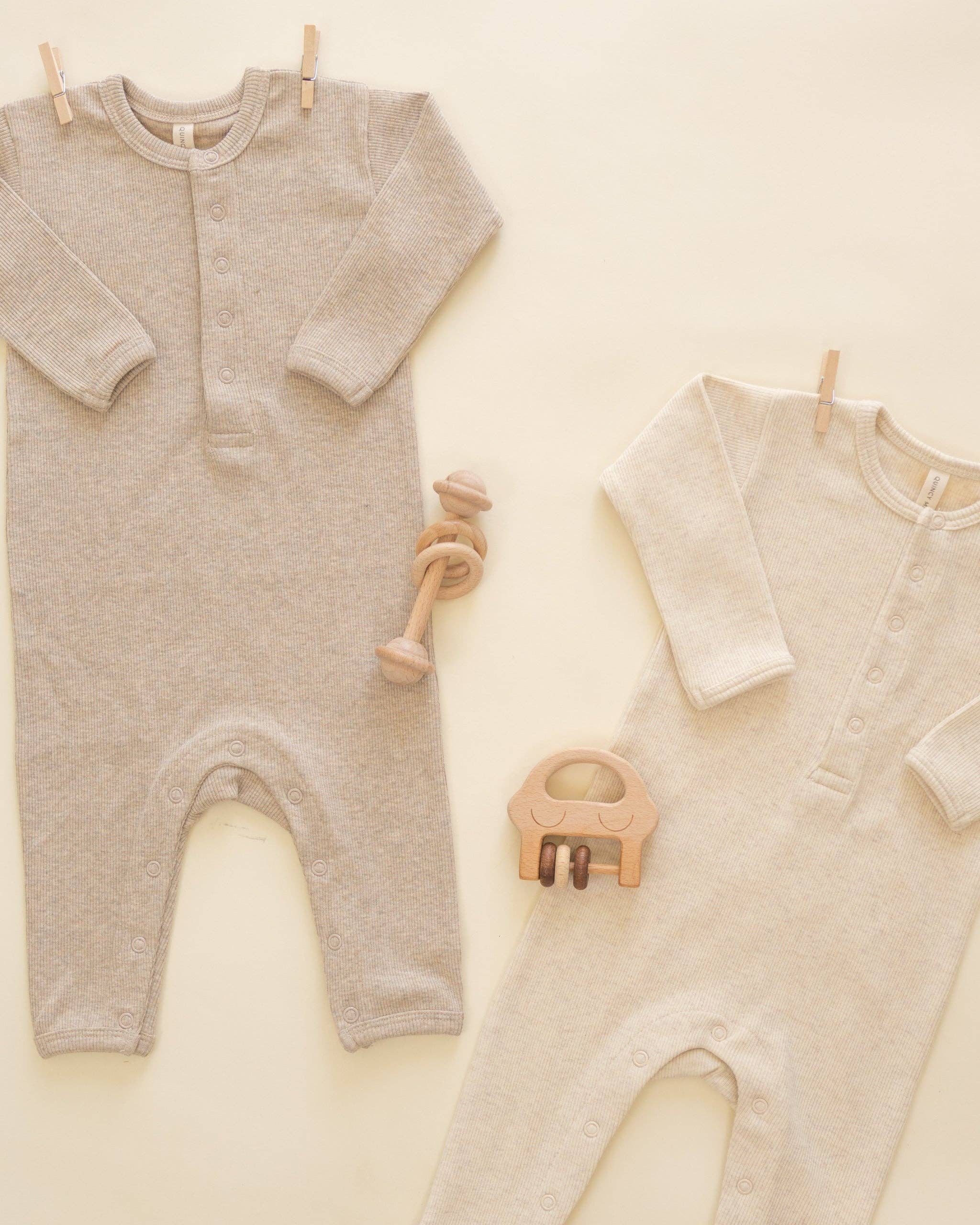 Quincy Mae - Wholesale Jumpsuit - Baby - Ribbed Baby Jumpsuit Taupe2