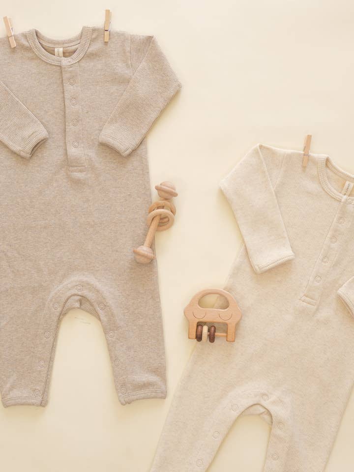 Quincy Mae - Wholesale Jumpsuit - Baby - Ribbed Baby Jumpsuit Taupe2
