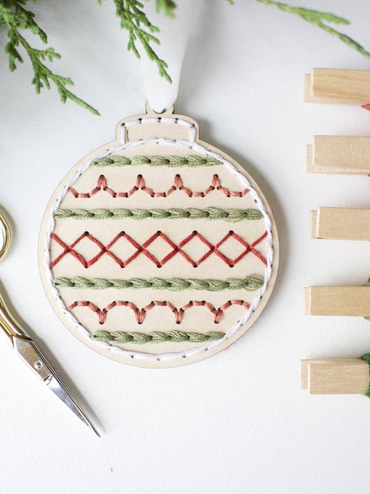 Broderibase kun julekugle 2 – Træ klar til broderi for engroshandel hos Kneckes & Compagnie