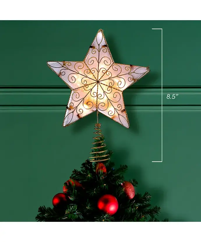 Kurt S. Adler, Inc. - Wholesale Tree Topper - UL 10 Light 8.5" Gold Refl Star Tree Topper9