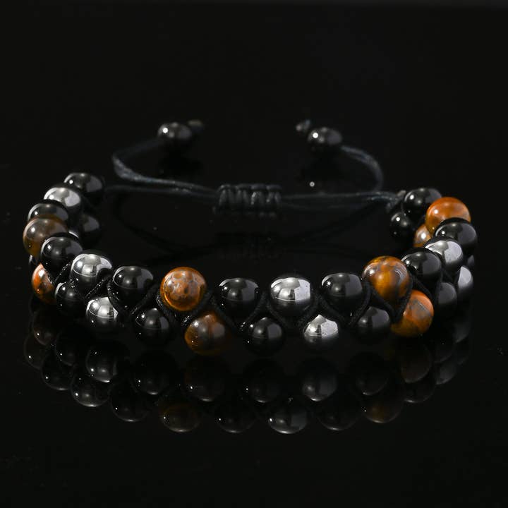 Håndlavet reb dobbelt række tigerøje armbånd for engroshandel hos GemMeet