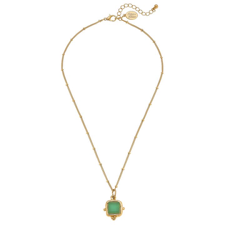 Susan Shaw - Wholesale Pendant/Charm Necklace - Charlotte Dainty Green Necklace