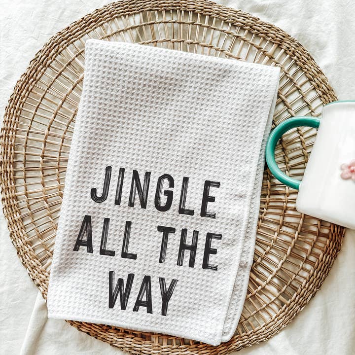 Jingle All The Way Christmas Tea Towel for wholesale by 521handmade
