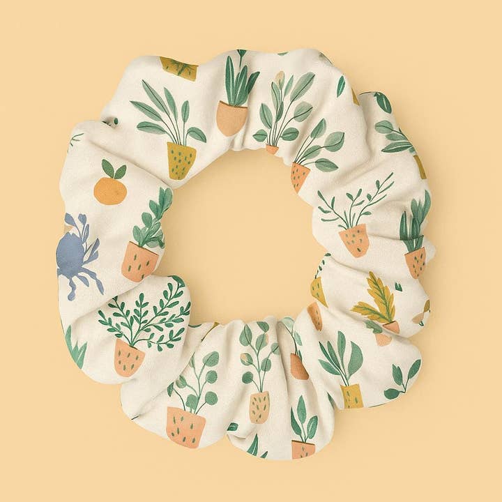 Scrunchie, Zimmerpflanzen-Haargummi, Accessoire mit botanischem Druck, Geschenk für Pflanzenliebhaber, Gartenstimmung, Haarband aus weichem Stoff für den Großhandel von OhhhSoPeachy