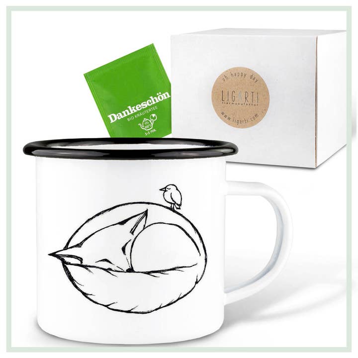LIGARTI - Wholesale Coffee Mug - Enamel mug – Sleeping Fox2