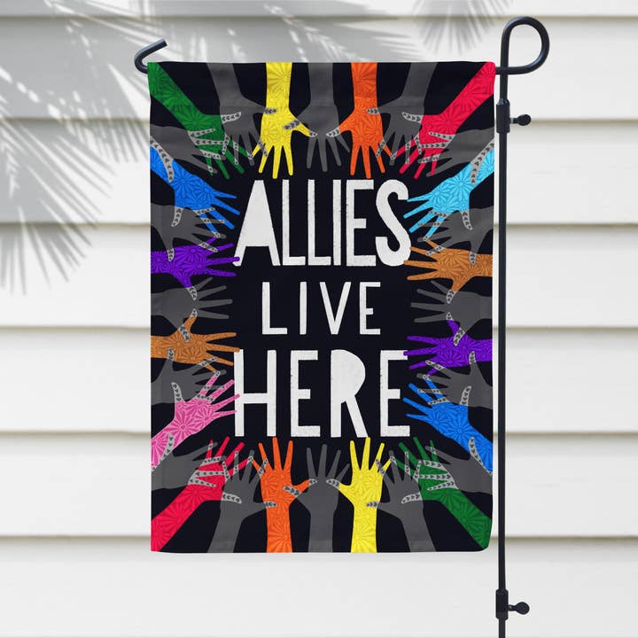 Declaration HOME - Wholesale Flag - Allies Live Here LGBTQ Garden and House Flag - Double Sided