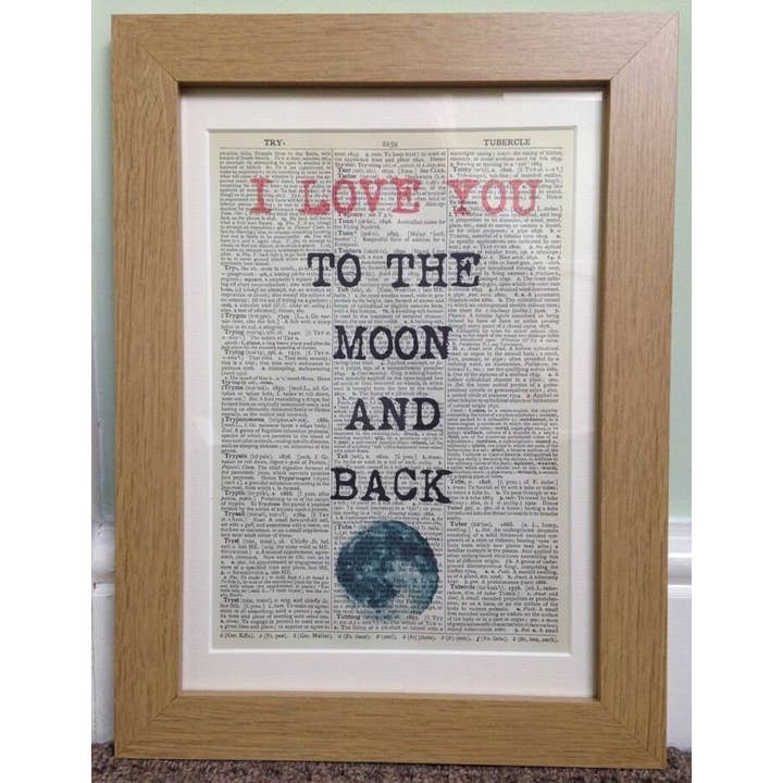 Parksmoonprints - Wholesale Kunstprint - I Love You to the Moon & Back Dictionary Wall Art Print