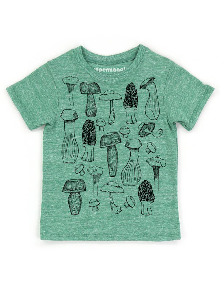 Supermaggie @ Faire - Wholesale Screen Printed T-Shirt - Kids - Mushrooms Kid's Eco Tee0
