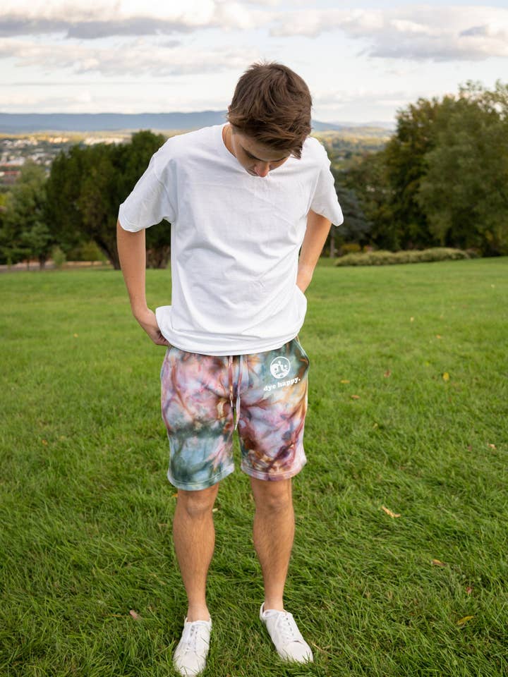 Hippie Camo Tie Dye Sweat Shorts for wholesale by Dye Happy