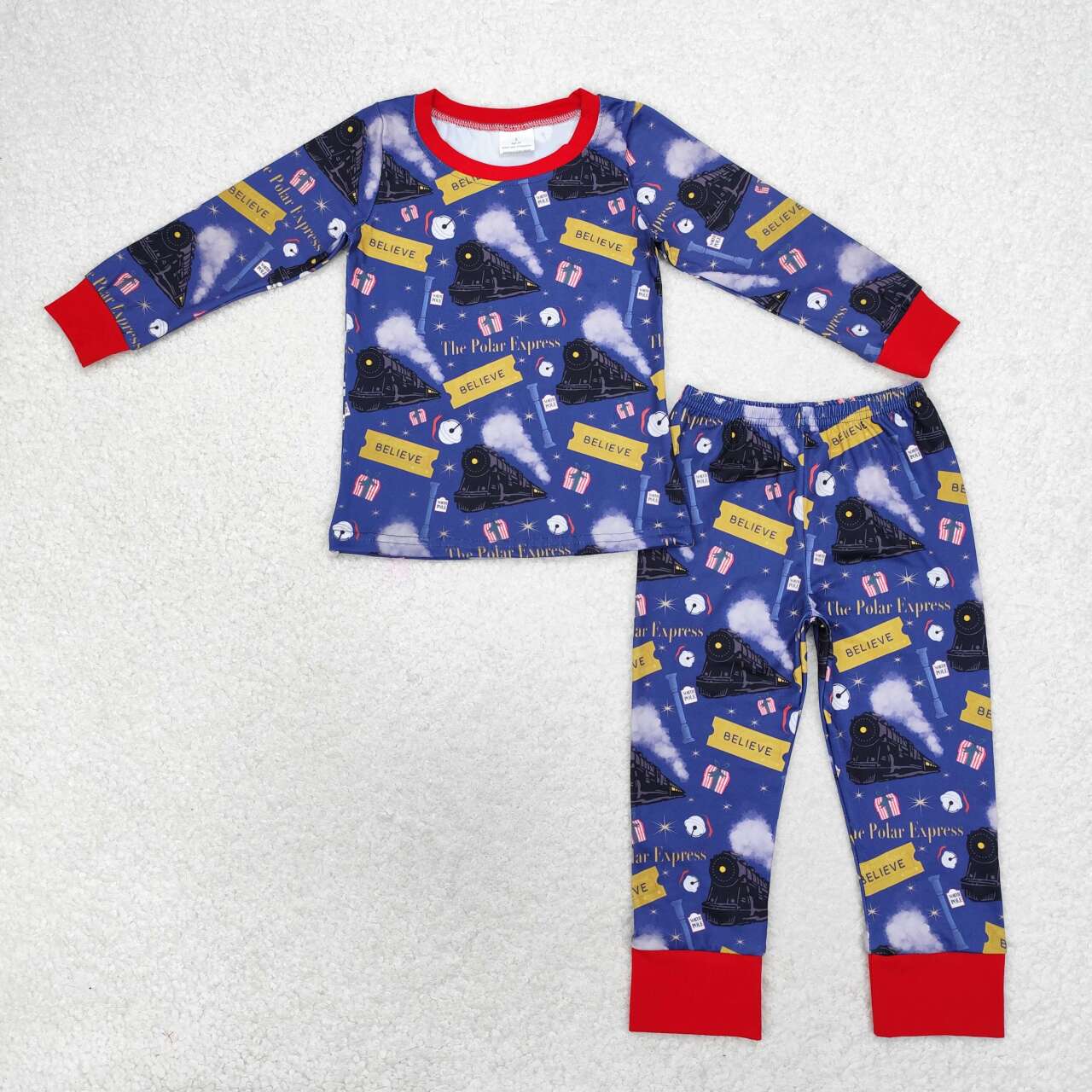 Aier Wholesale - Wholesale Sleepwear Set - Kids - Sibling Girls Boys Christmas Train Tee Shirt Pants Pajamas Sets2