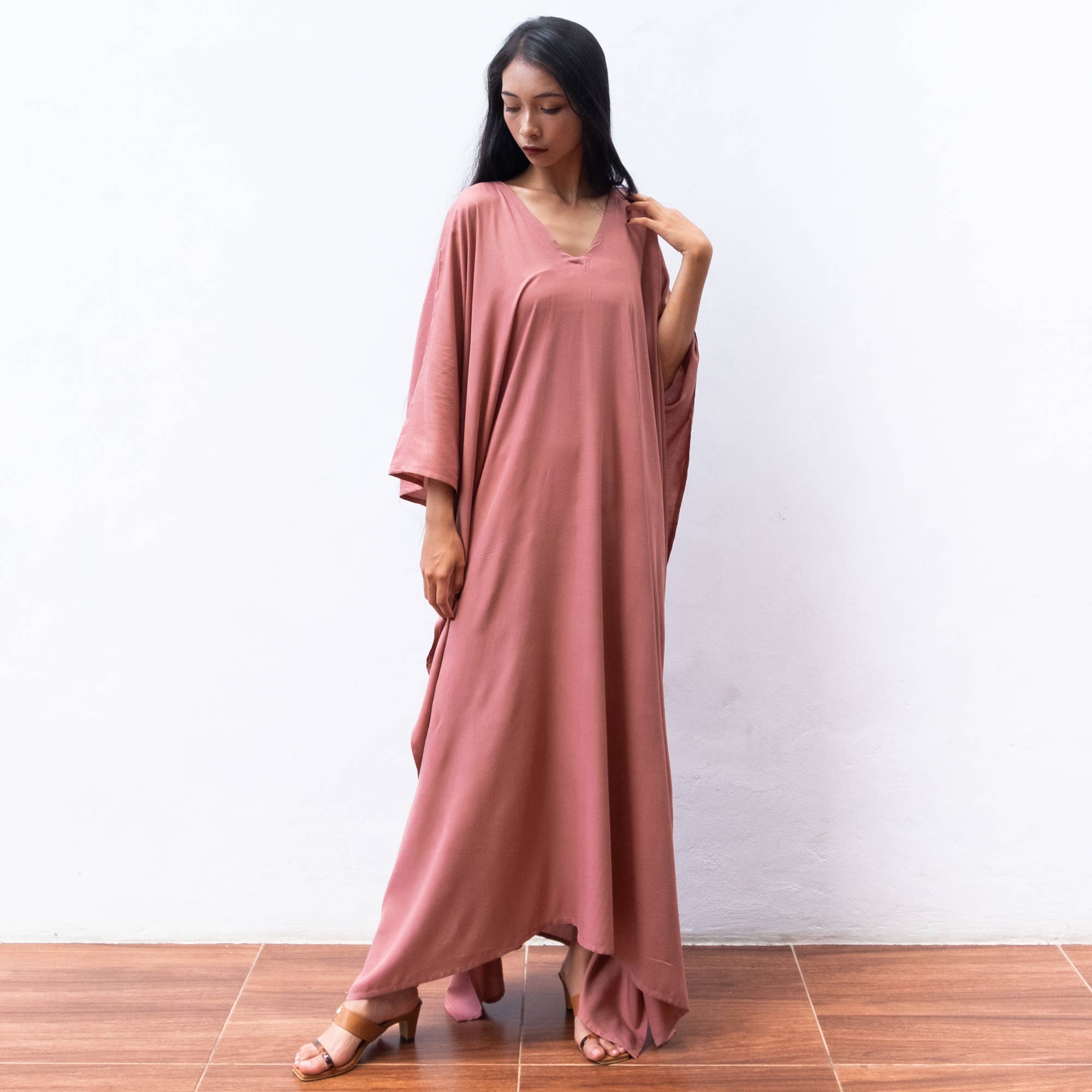 Bali Harvest - Wholesale Kaftan - Women's - Rayon Kaftan Dress (Dusty Pink) - Sun Beach Robe Resort Wear2