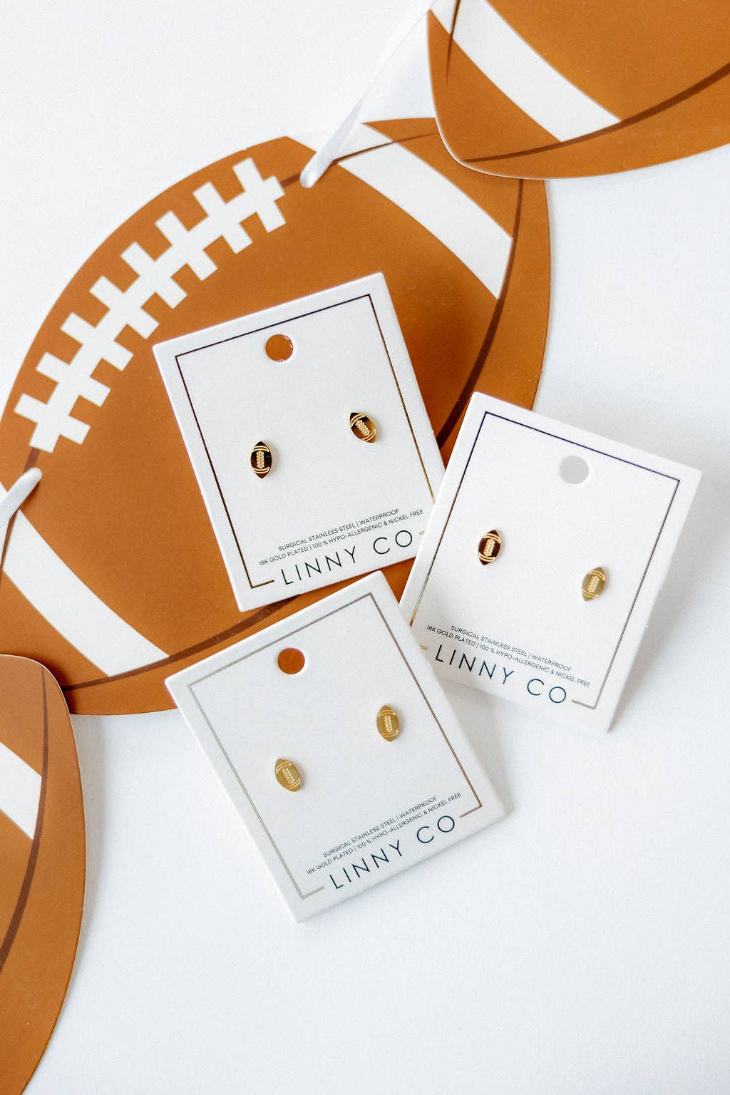 LINNY CO - Wholesale Stud/Post Earrings - Screwback Stud Earrings - Football4