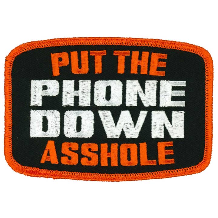 MULTI Patch « Pet The Phone Down Asshole » en cuir Hot Leather de 4 x 3 pouces en vente sur Faire
