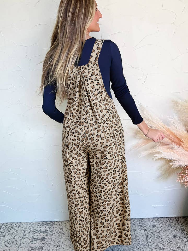 Lovesoft - Wholesale Jumpsuit - Women's - Brown Leopard Bib Wide Leg Jumpsuit1