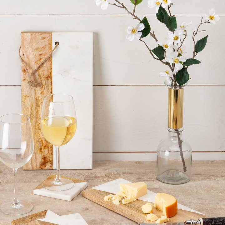 The Gerson Companies - Wholesale Cutting Board - 16 inch Mango Wood and White Marble Cutting Board
