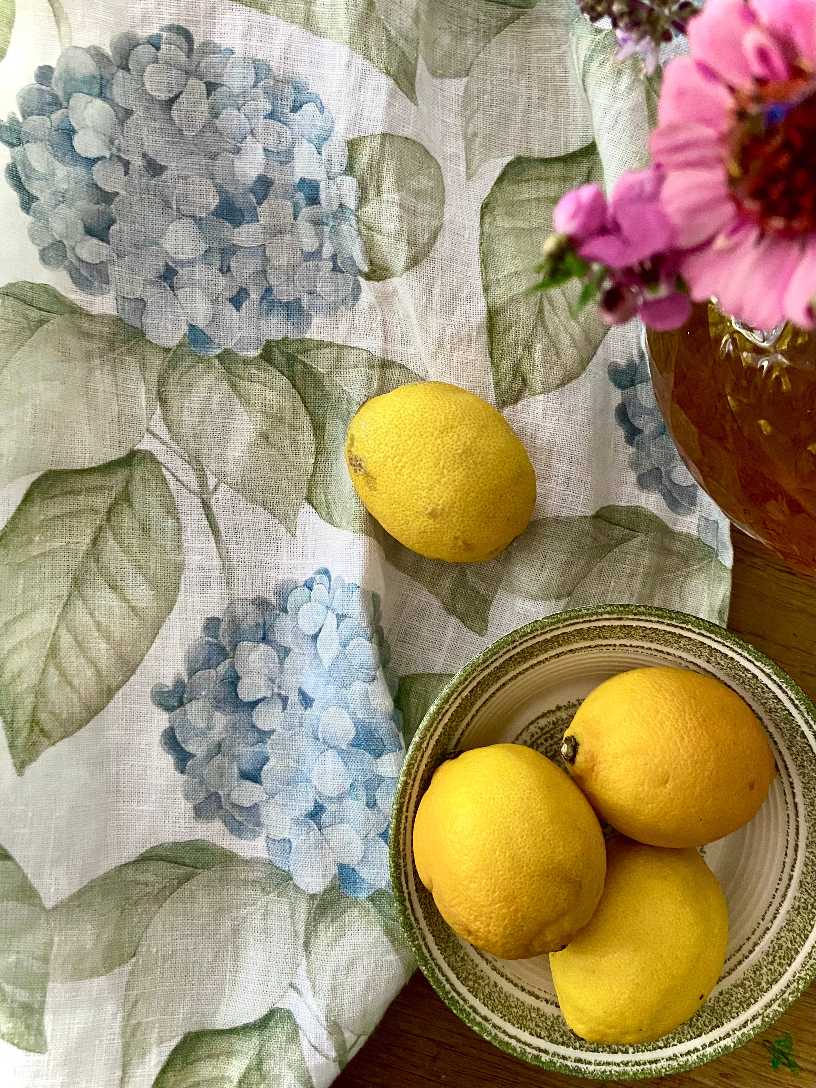 Sarah Rose - Wholesale Tea Towel - Hydrangea Organic Linen Tea Towel1