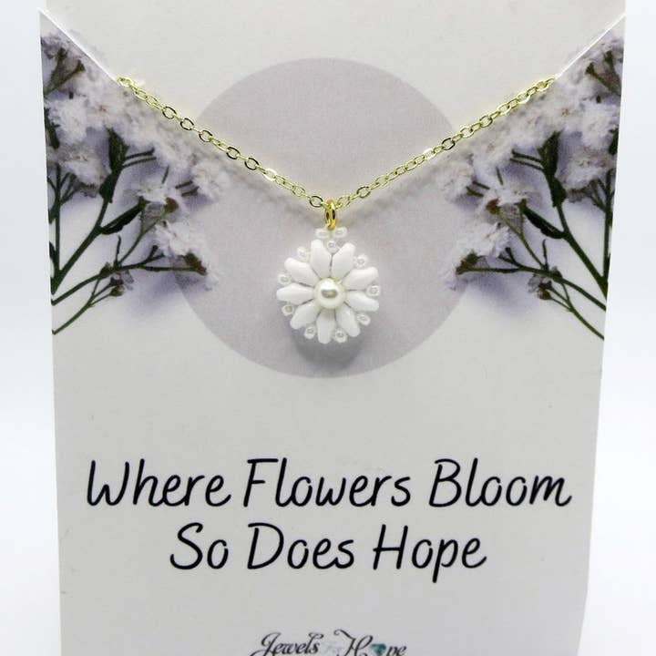 Jewels For Hope - Wholesale Pendant/Charm Necklace - Daisy Flower Necklace, Spring Pendant, Floral Jewelry