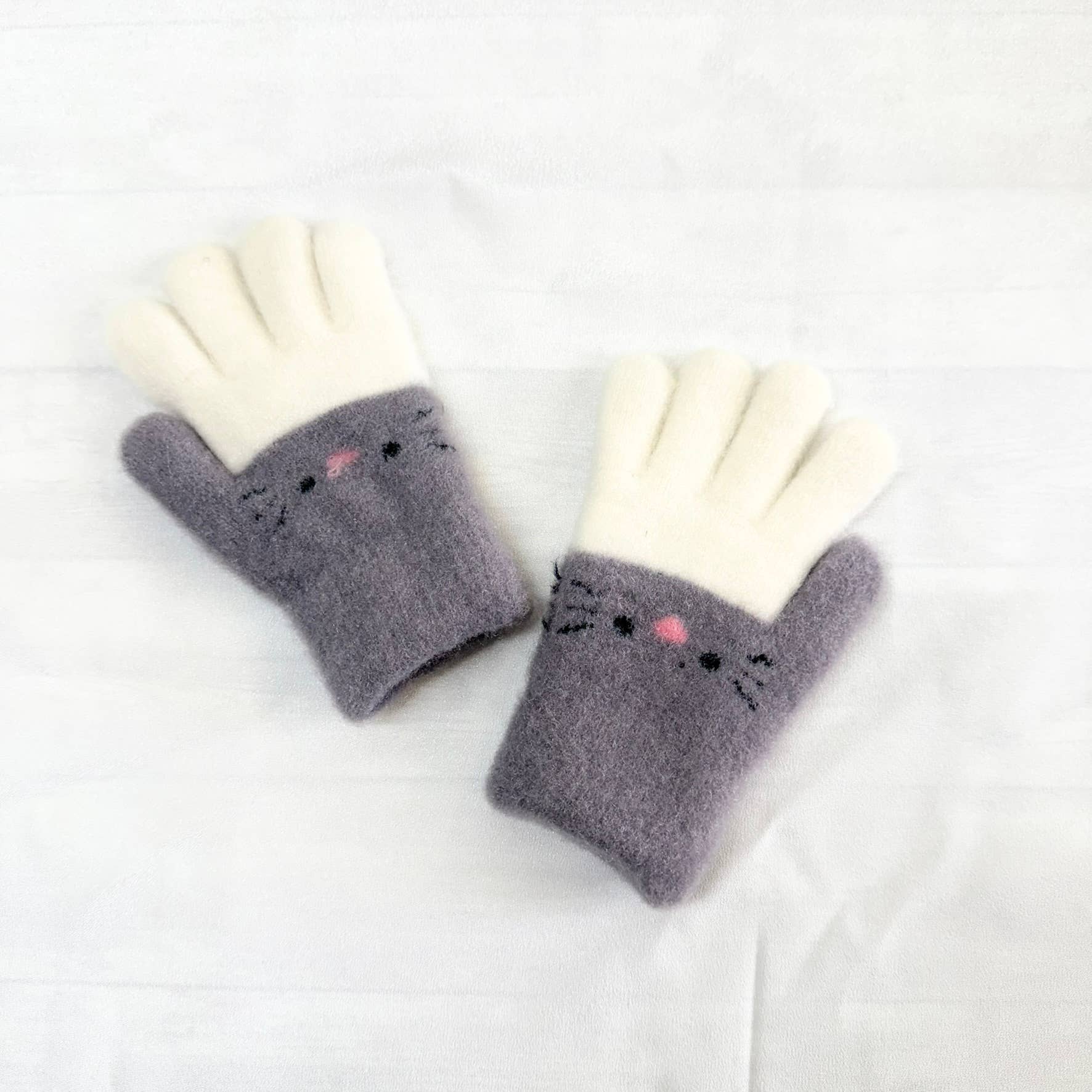Karma Nepal Crafts - Venta al por mayor Guantes - Niños - Guantes de invierno para gatitos con forro polar para niños4