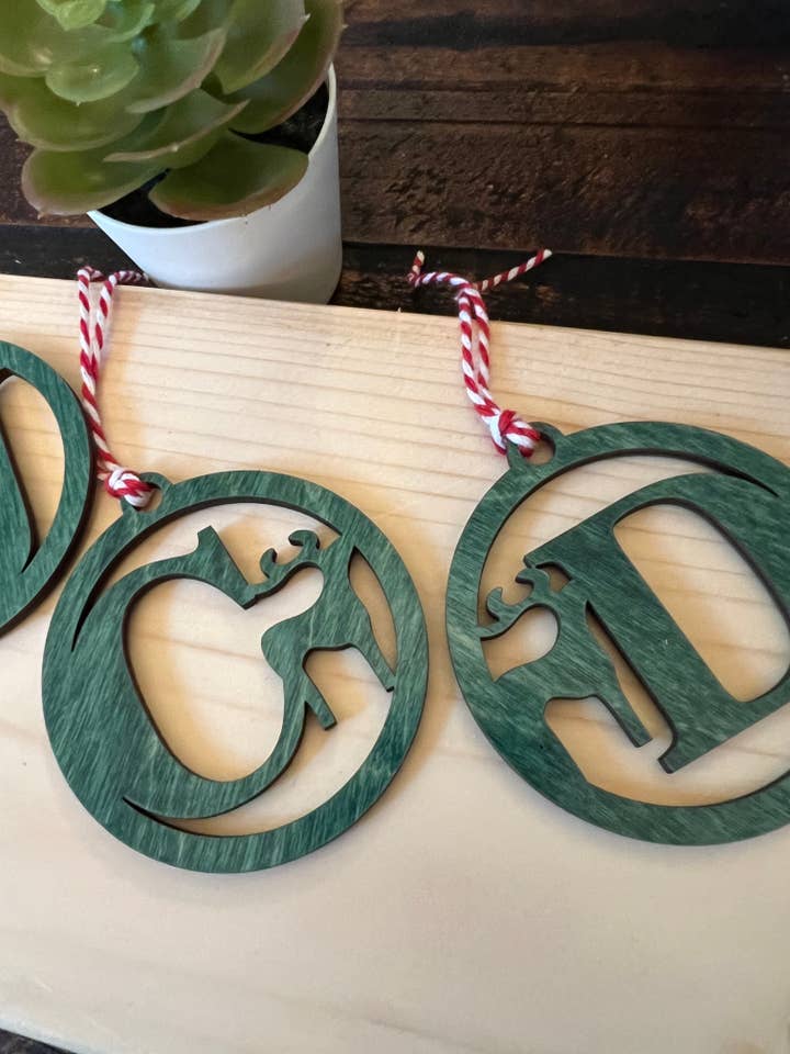 reindeer initial Christmas stocking tags for wholesale by Suchfungoods