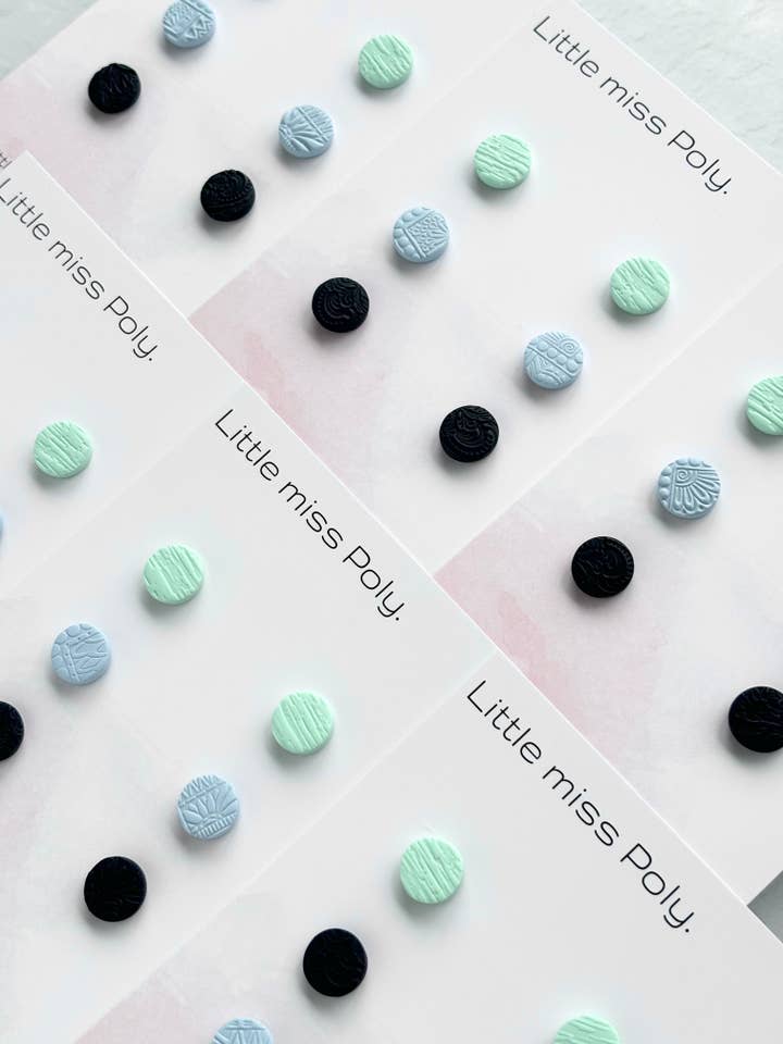 Trio Mini Stud Pack - Ocean for wholesale by Little Miss Poly