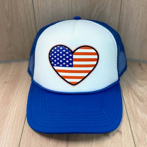 Patriotic Heart Foam Trucker Hat for wholesale by The Goat Stock