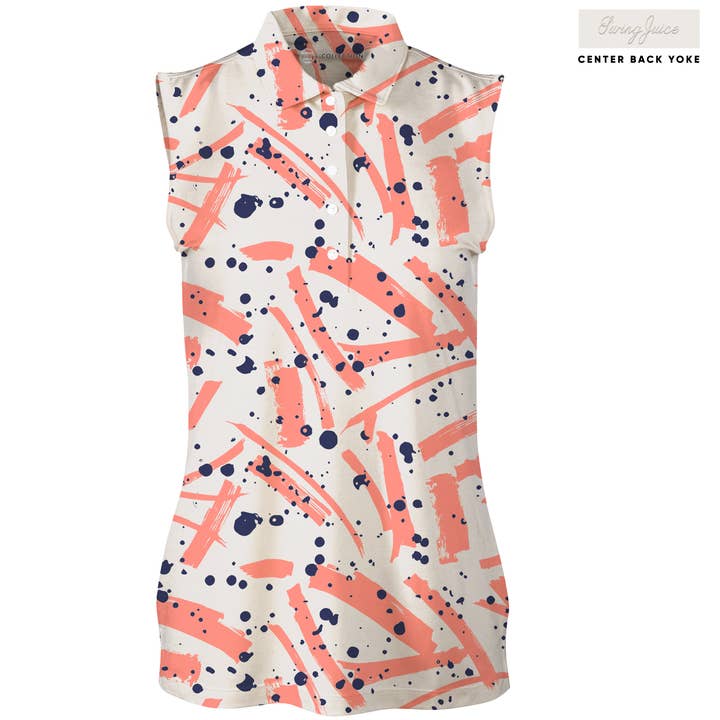 Golf Pollock Damen-Poloshirt, ärmellos, leere linke Brust für den Großhandel von SwingJuice