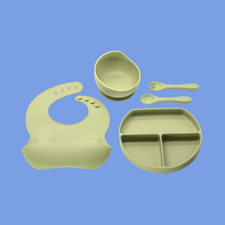 Set pappa in silicone per bambini da 5 pezzi - Matcha per la vendita all'ingrosso da parte di Golden Child