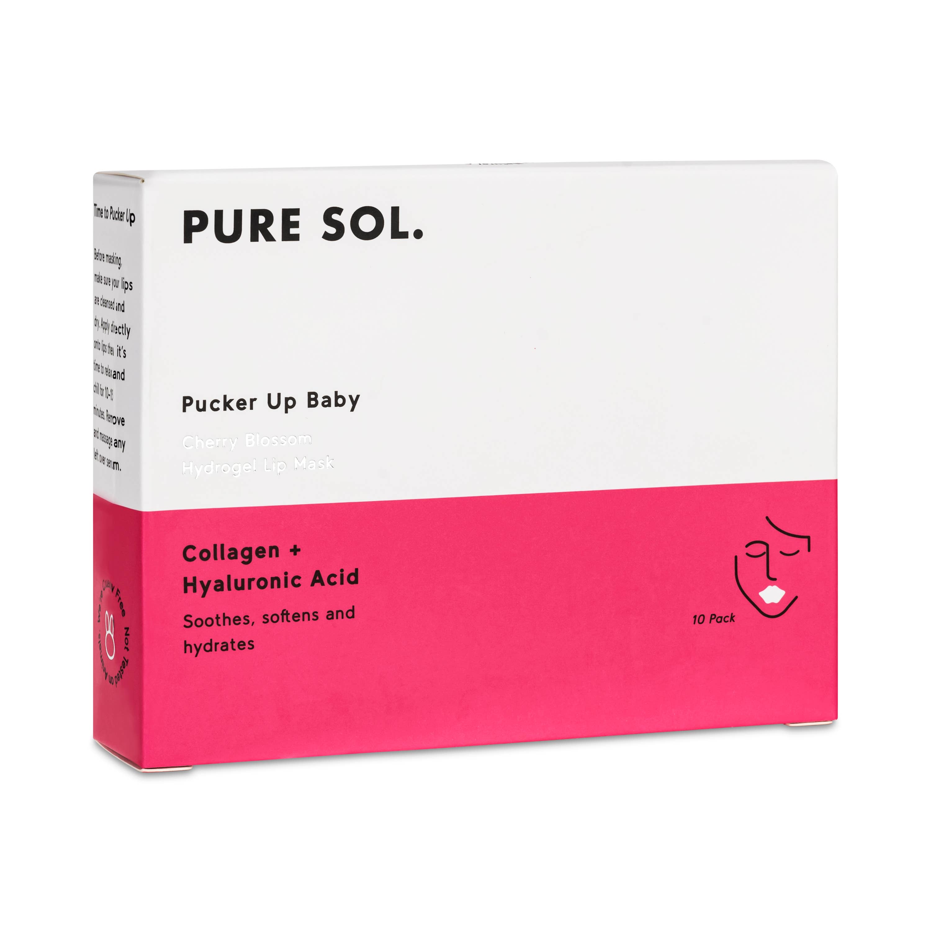 PURE SOL. - Wholesale Lip Treatment/Mask - Pucker Up Baby - Cherry Blossom Hydrogel Collagen Lip Mask 2