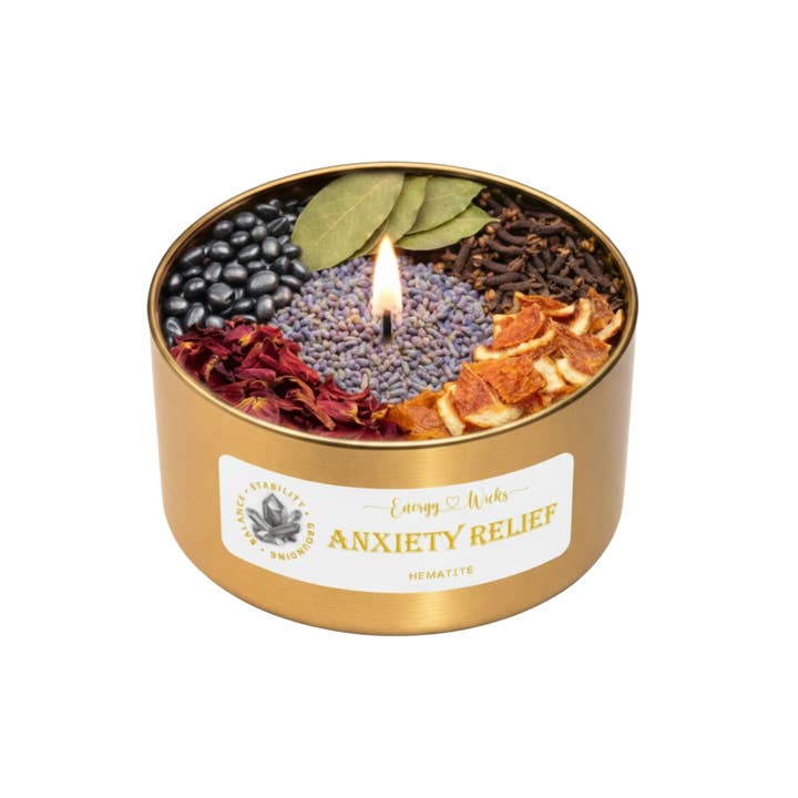 ANXIETY RELIEF CRYSTAL CANDLE for wholesale by Energy Wicks