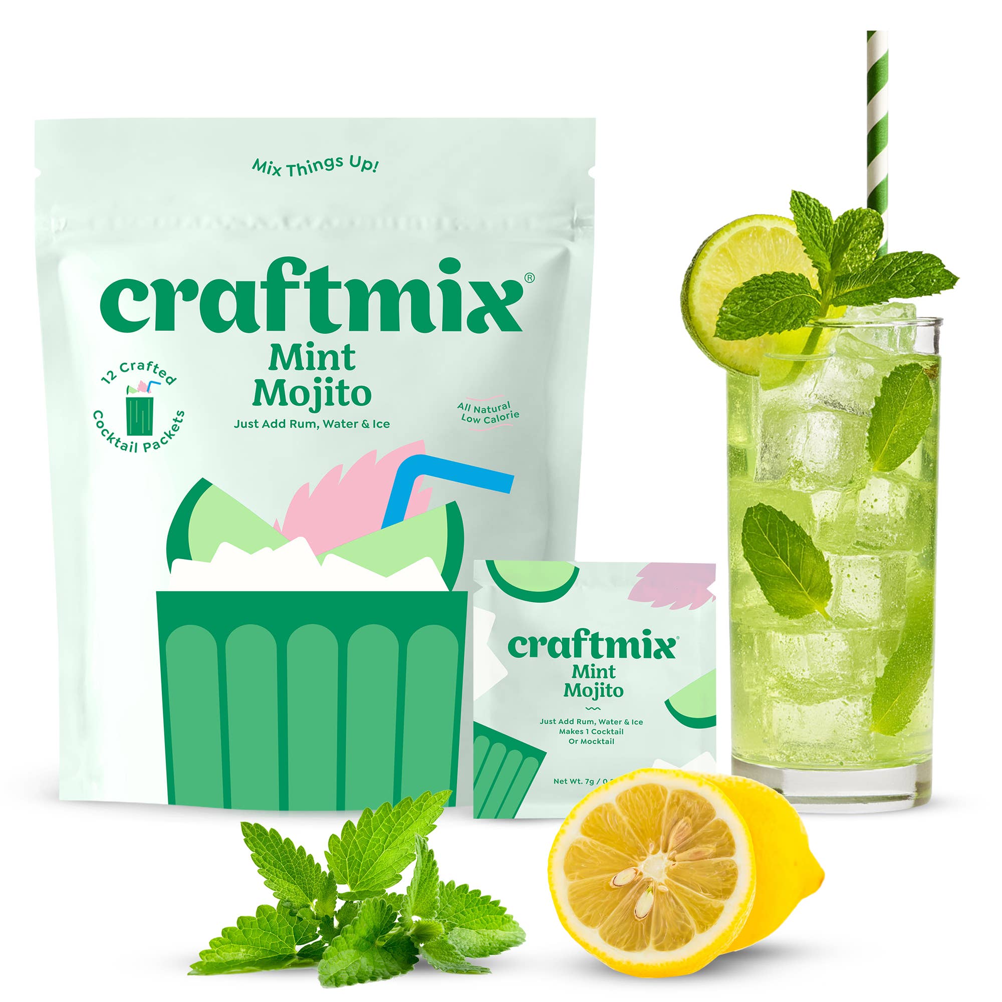 Craftmix - Vente Mélange/sirop pour cocktails - Mélangeur cocktail/mocktail Mojito à la menthe - Multipack 12 portions0