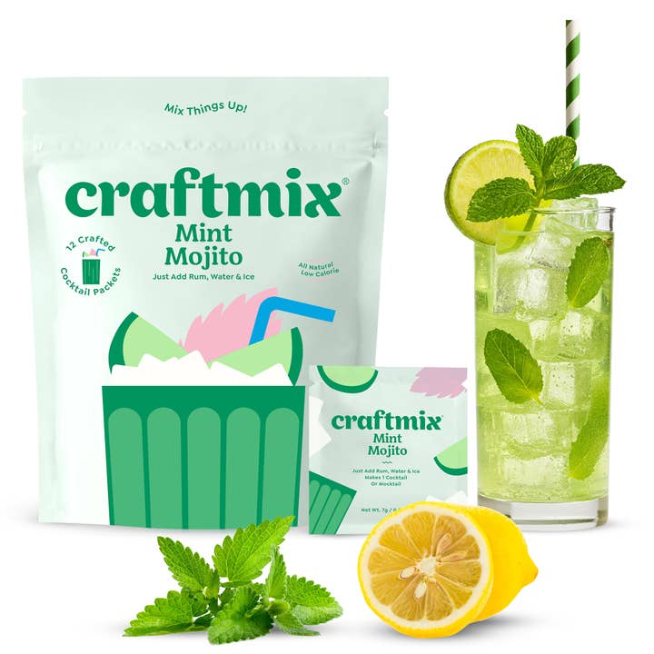 Craftmix - Vente Mélange/sirop pour cocktails - Mélangeur cocktail/mocktail Mojito à la menthe - Multipack 12 portions