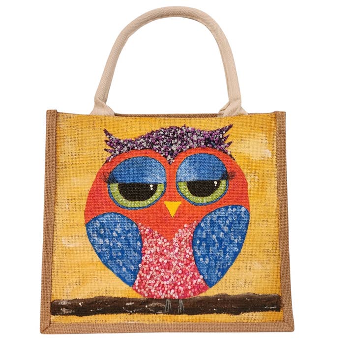 Abstract Owl Tote Bag for wholesale by Dana's Uncommon Glass