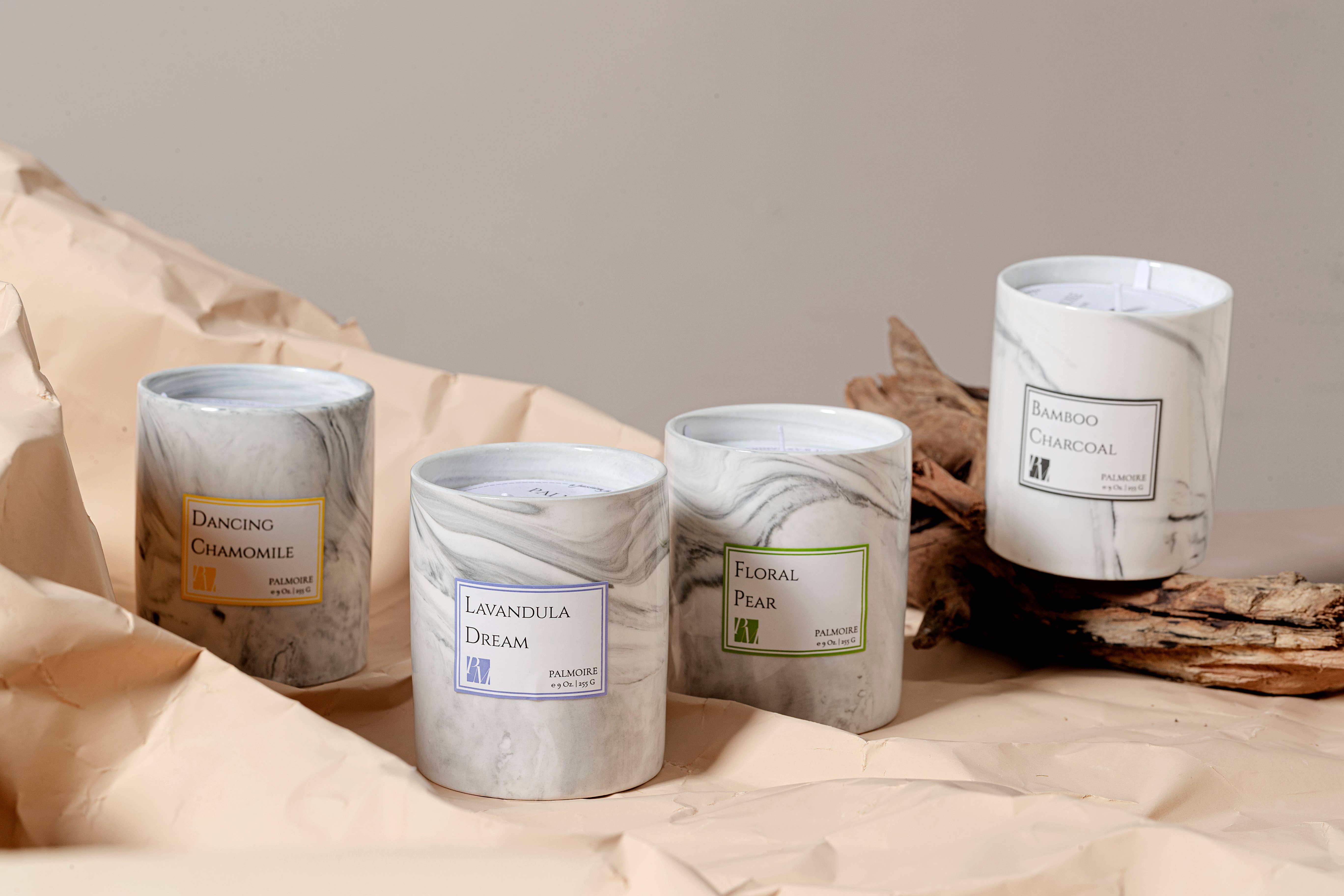 Palmoire Home Fragrance - Vente Bougie en bocal - Bougie en cire de soja parfum poire florale 255 g [poire/rose/ambre]3