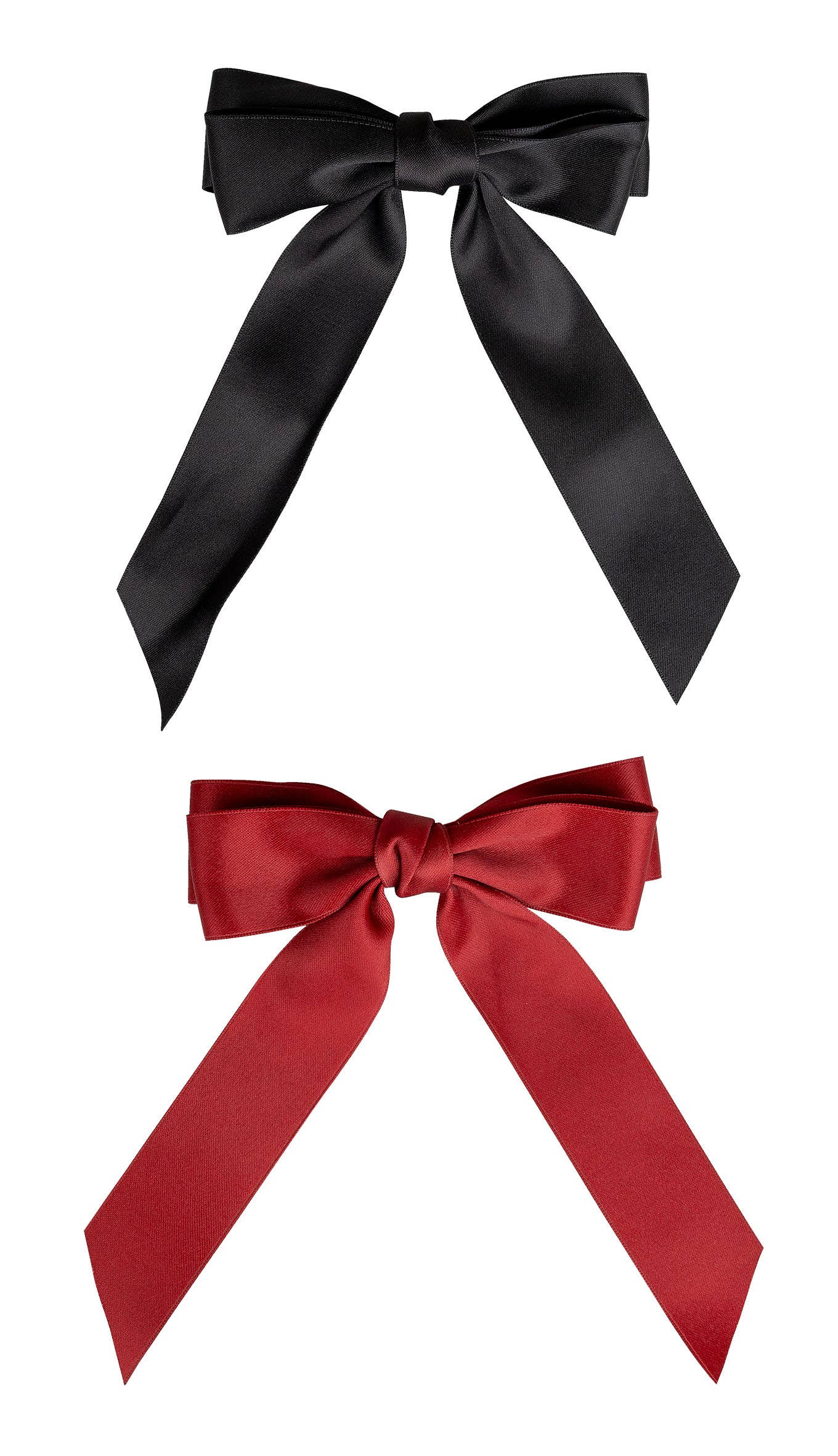 Soinvogue - Wholesale Hair Bow - Women's - Brushworks Satin Hair Bow Duo – Red & Black1