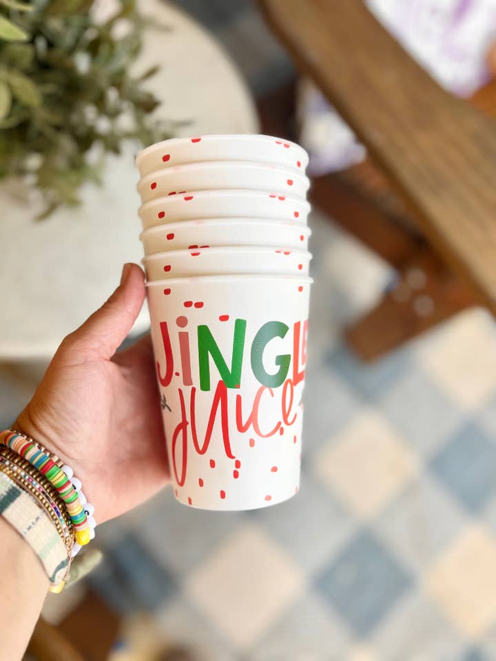 Festive Jingle Juice Reusable Party Cups-set of 6 for wholesale by Happy By Rachel, LLC