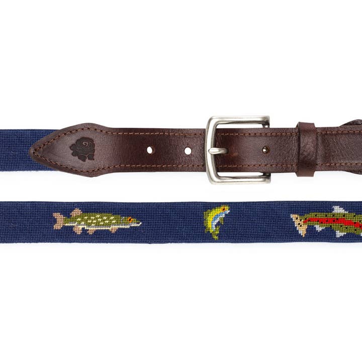 Gone Fishing Needlepoint Belt for wholesale by Good Threads
