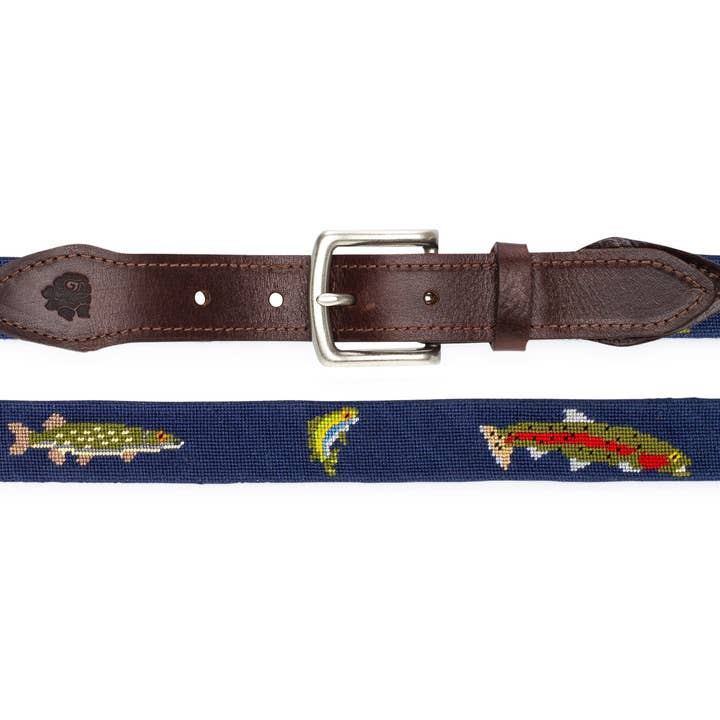 Gone Fishing Needlepoint Belt for wholesale by Good Threads