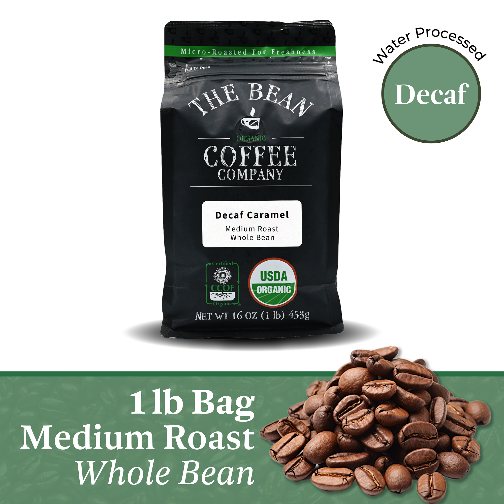 The Bean Coffee Company - Wholesale Ground Coffee - DECAF Organic Caramel Flavored Coffee8