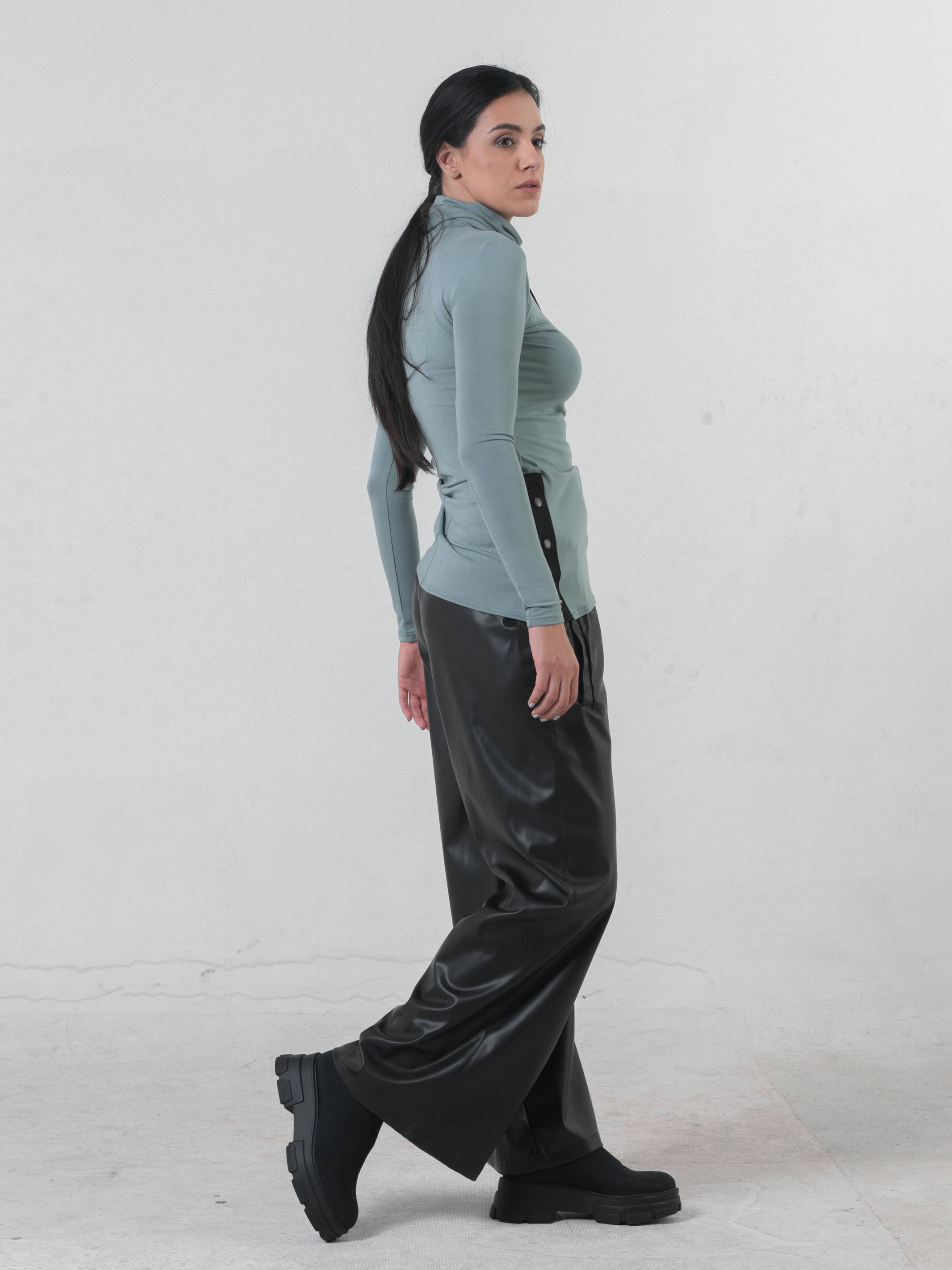 Metamorphoza - Wholesale Pants - Women's - Wide Leg Leather Pants1