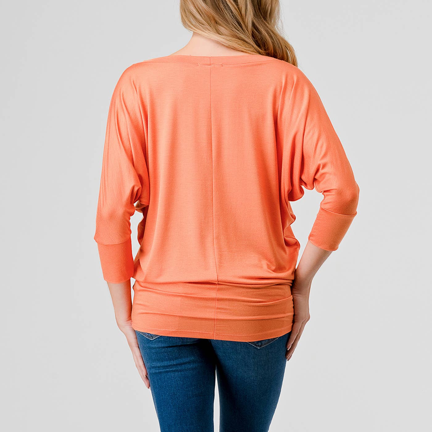 Heimious - Wholesale Knit Top - Women's - 3/4 Dolman Sleeve Round neck Modal Jersey  Top, 250370