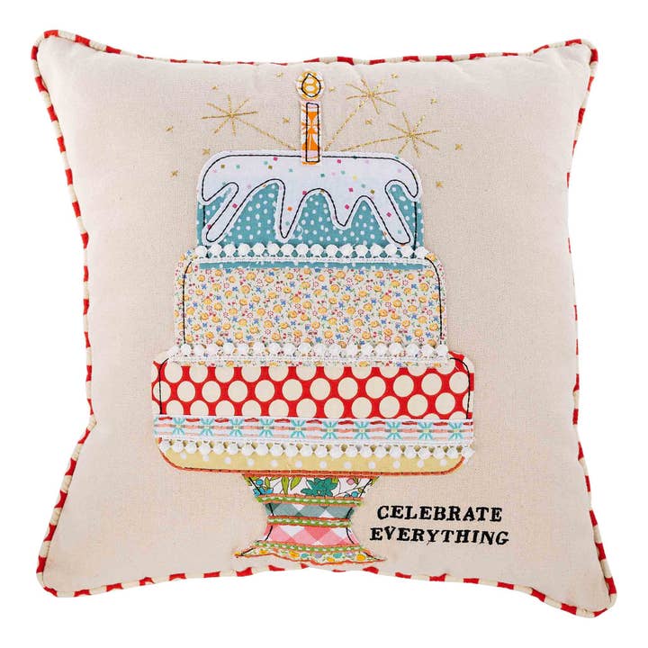 Celebrate Everything Cake Pillow for wholesale by Glory Haus