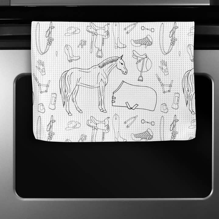 Canary Road - Wholesale Tea Towel - Horse Pony Equestrian Tack Kitchen Towel Waffle Gifts Farm