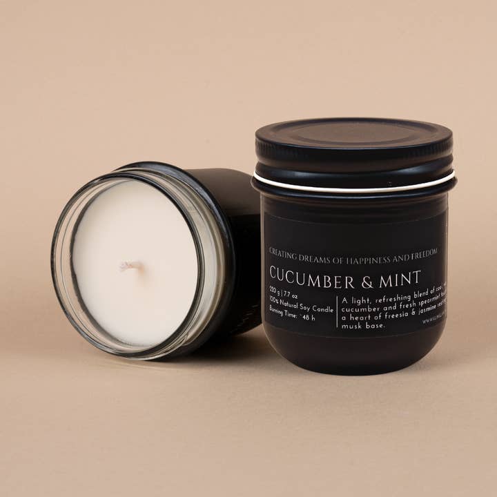 Cucumber & Mint Soy Candle for wholesale by Glim & Glam