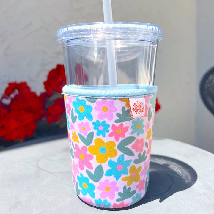 Elle Nicole - Wholesale Drink Huggers & Koozies - Coffee Cup Cover - Sage Bloom - Iced Drink Sleeve