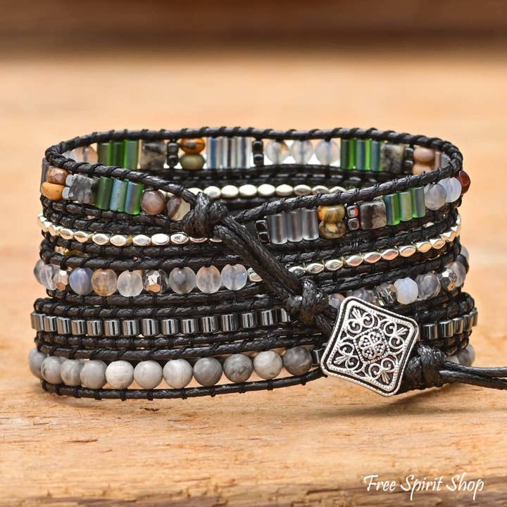 Free Spirit Shop – Großhandel Uhrenarmband – Damen – Schwarz-graues Perlenarmband für Apple Watch, trendiges Uhrenarmband2