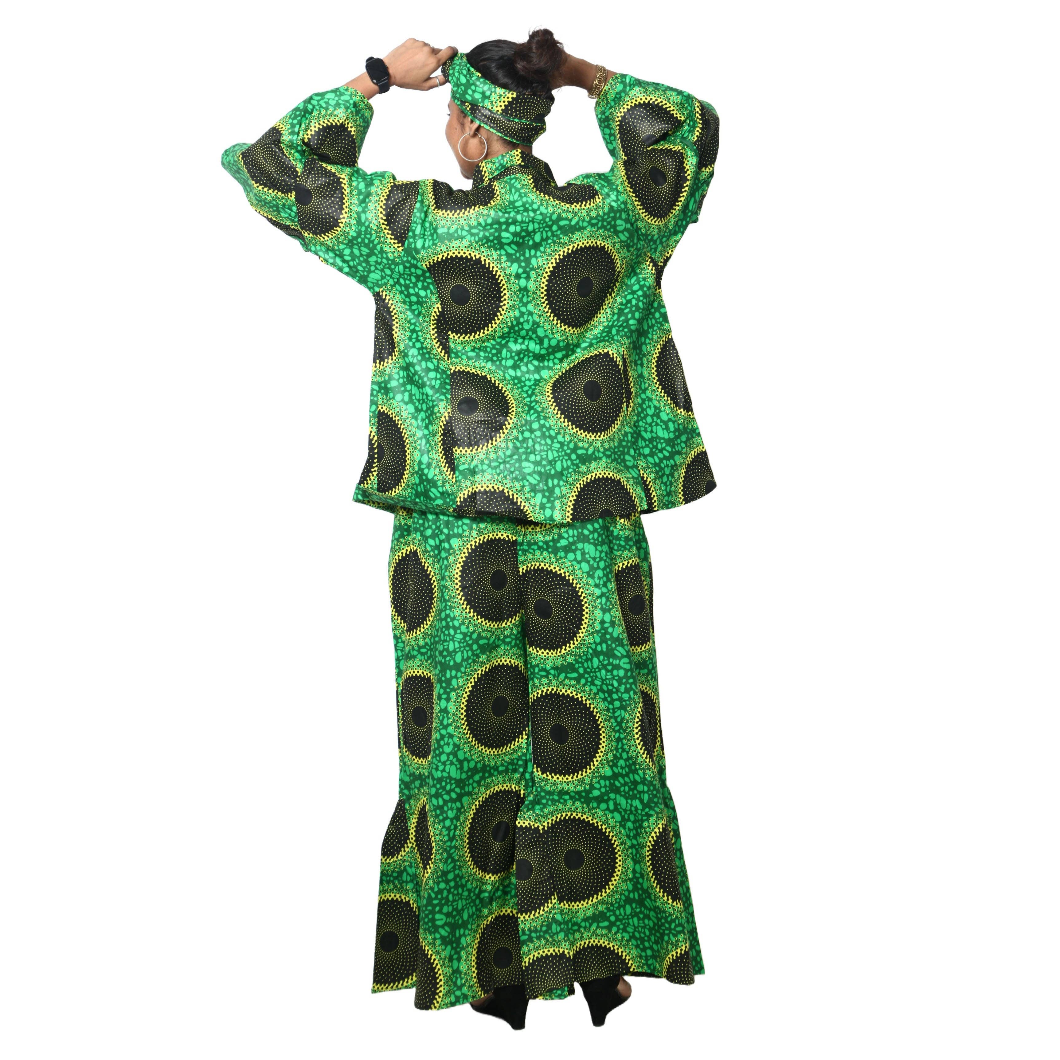 African Stars - Vente Ensemble haut et pantalon (PAS d'intérieur) - Femme - Ensemble Chemisier Femme et Pantalon Palazzo -- Imprimé FI-405014