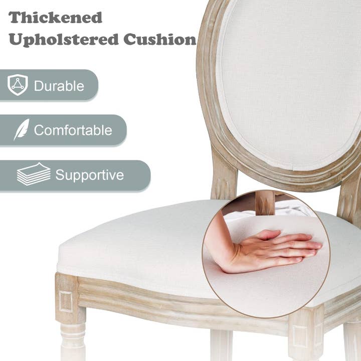 Beige Fabric Dining Chair Set Of 2 Square Back With Solid Wood Legs for wholesale on Faire5