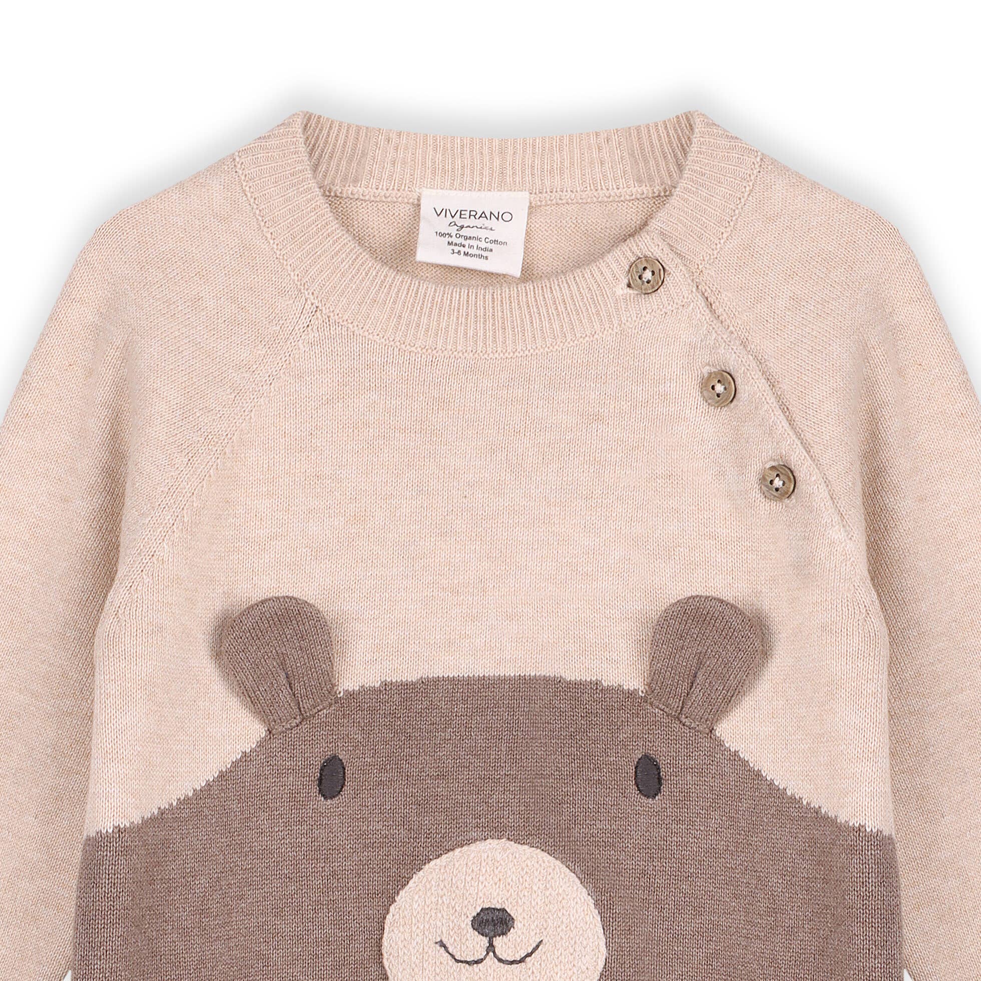 Viverano Organics - Wholesale Jumpsuit - Baby - Cuddly Bear Embroidered Sweater Knit Baby Jumpsuit3