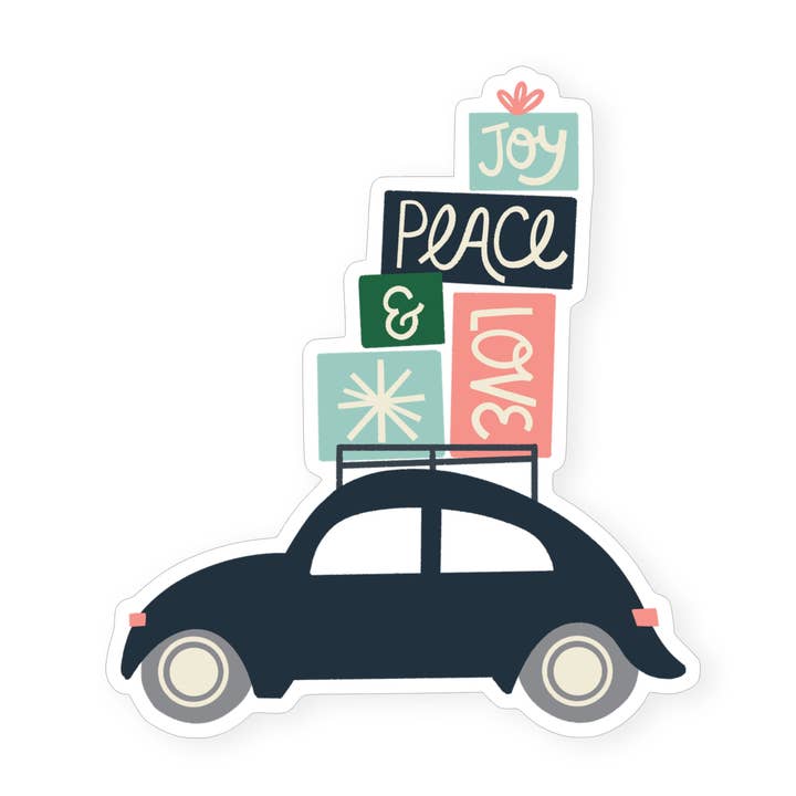 Joy, Peace, Love Bug Sticker for wholesale by Hideaway House Studio